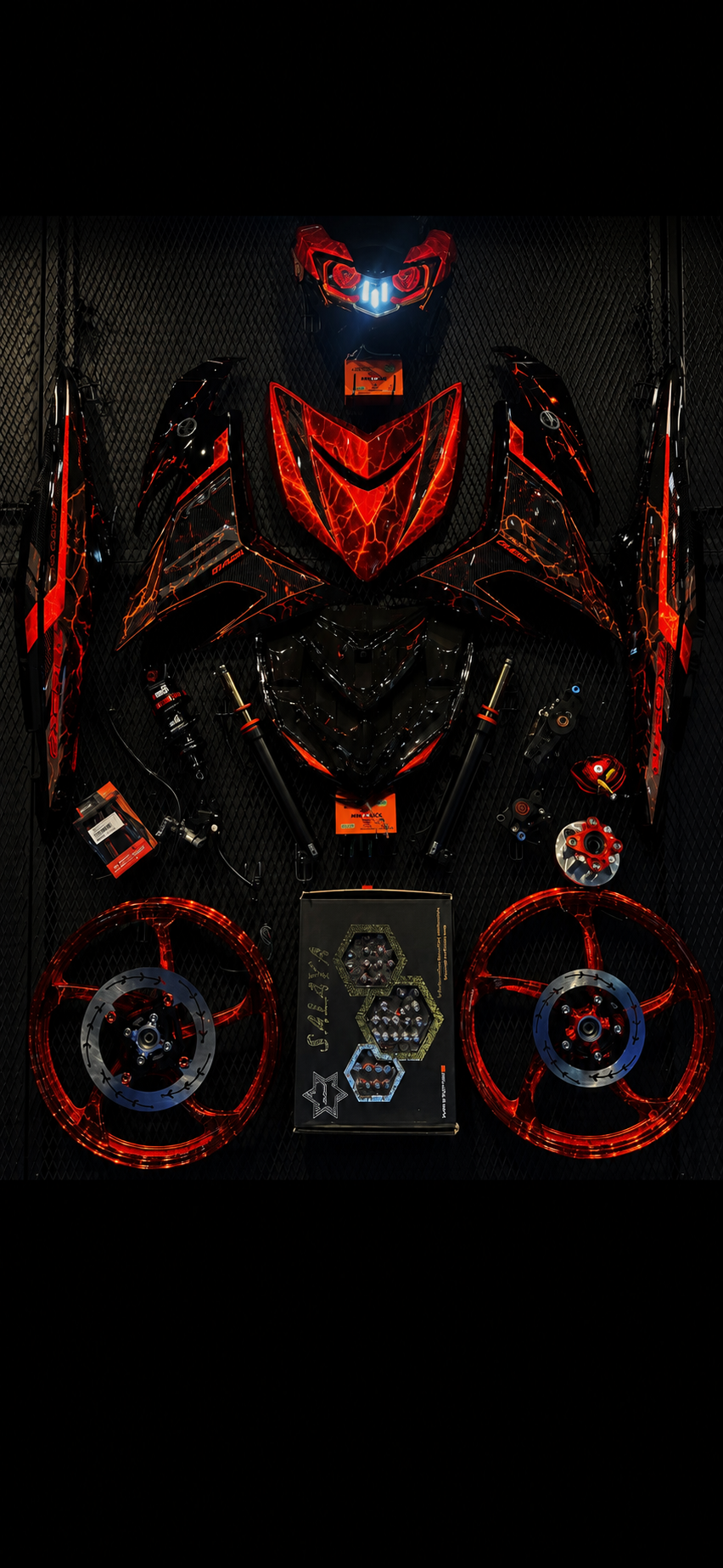 COMBO Y15ZR V1/2 CUSTOM SET RC EXCITER MERAH LAVA HITAM